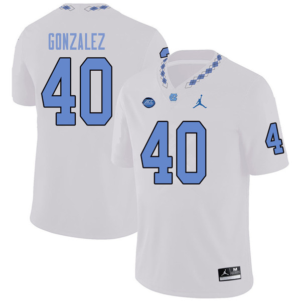 Jordan Brand Men #40 Dilan Gonzalez North Carolina Tar Heels College Football Jerseys Sale-White